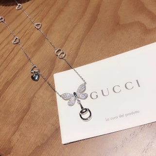 Gucci Interlocking G Butterfly Charm Chain Necklace