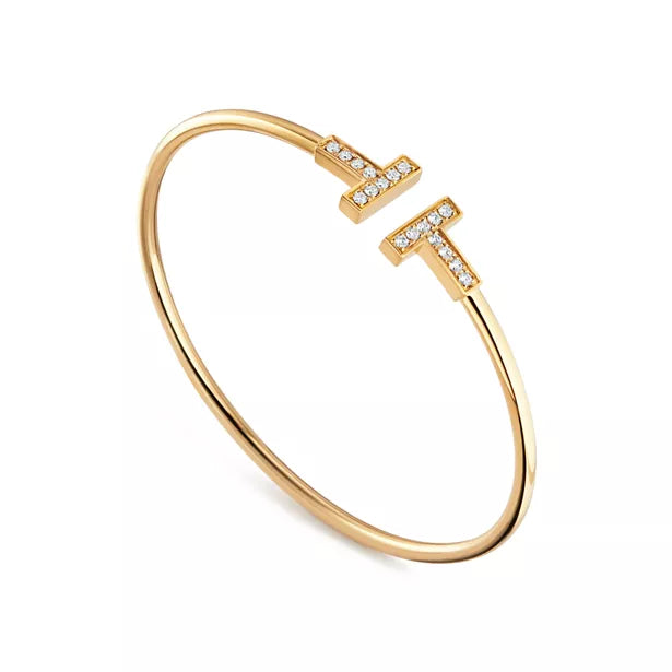 Tiffany T Diamond Wire Bracelet in Yellow Gold