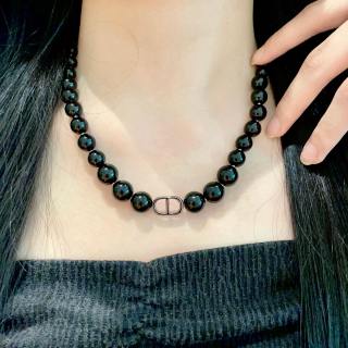 Dior Noctelle Obsidian Pearl Bead Choker Necklace