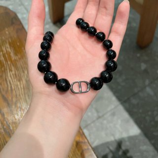 Dior Noctelle Obsidian Pearl Bead Choker Necklace