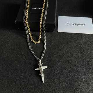 YSL Crystal Cassandre Cross Pendant Necklace
