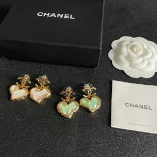 CHANEL Pearl Heart CC Charm Drop Earrings