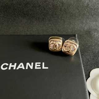 CHANEL Satin Frame CC Stud Earrings