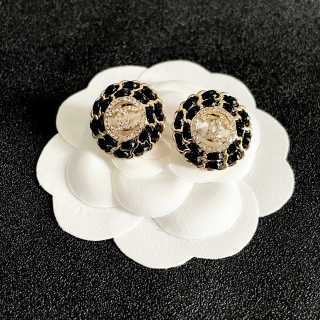 CHANEL Midnight Floral Stud Earrings