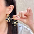 CHANEL Midnight Clover CC Drop Earrings