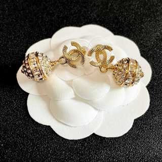 Chanel Elegant Crystal Pearl Charm Earrings