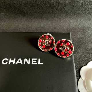 Chanel Vintage Enamel Round Stud Earrings