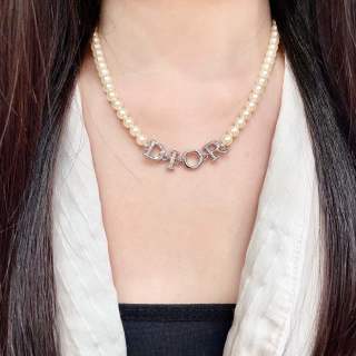 Dior Seraphina Pearl Letter Choker Necklace