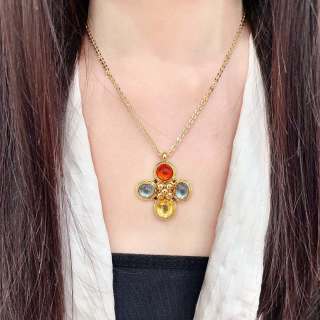 YSL Lumière Gemstone Medallion Necklace