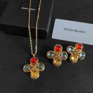 YSL Lumière Gemstone Medallion Necklace