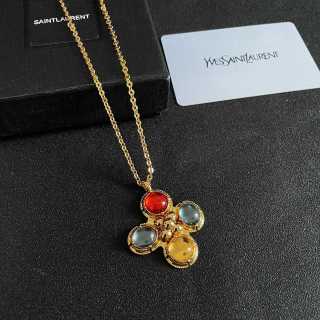 YSL Lumière Gemstone Medallion Necklace
