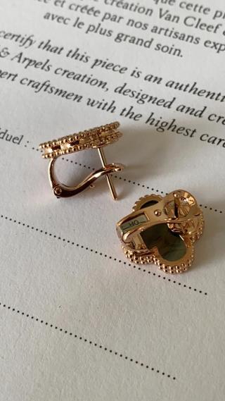 Van Cleef & Arpels Rose Gold and Grey Mother-of-Pearl Clover Earrings