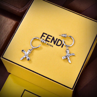 FENDI Ribbon FF Hoop Stud Earrings