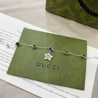 Gucci Crystal Horsebit Charm Chain Bracelet