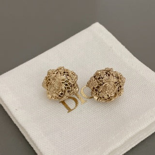 Dior Lacework Pearl Medallion Stud Earrings