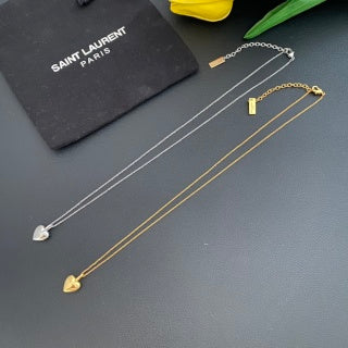 YSL Heart Charm Layered Chain Necklace