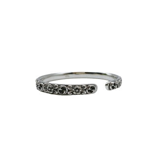 Gucci GG Engraved Open Cuff Bangle Bracelet