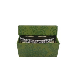 Gucci GG Engraved Open Cuff Bangle Bracelet