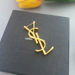 YSL Vertical Monogram Statement Earrings