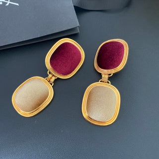 YSL Velvet Cushion Double Frame Earrings