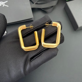 YSL Geometric Frame Hoop Earrings