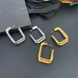 YSL Geometric Frame Hoop Earrings