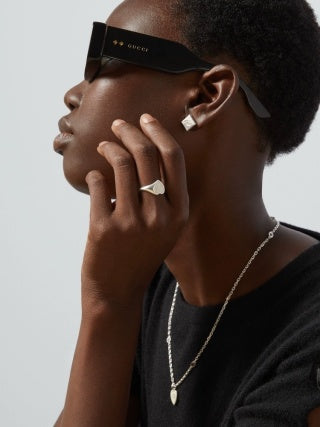 Gucci GG Heart Engraved Signet Ring