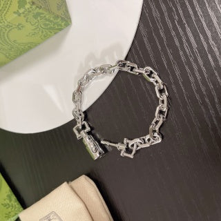Gucci GG Industrial Link Silver Chain Bracelet