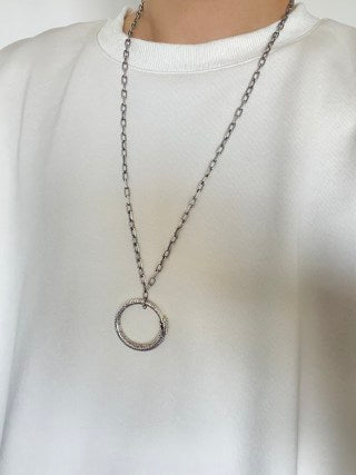 Gucci GG Engraved Oval Medallion Silver Pendant Necklace