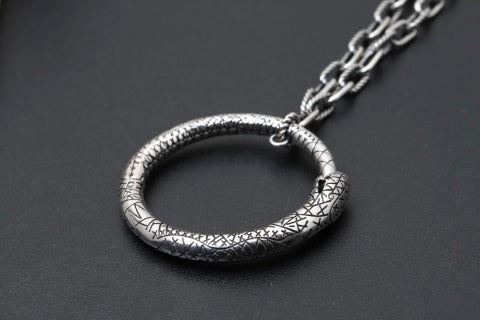 Gucci GG Engraved Oval Medallion Silver Pendant Necklace