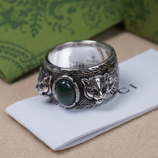 Gucci Engraved Malachite Statement Ring