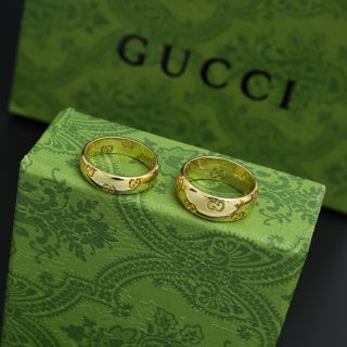 Gucci GG Pattern Engraved Wide Band Ring