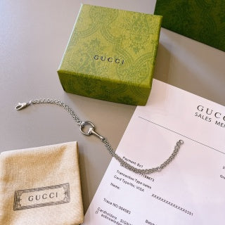Gucci GG Horsebit Link Silver Chain Bracelet