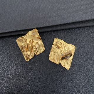YSL Textured Gold Relief Clip-On Earrings