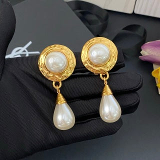 YSL Pearl Halo Teardrop Clip-On Earrings