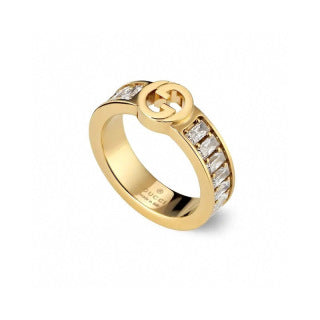 Gucci GG Pavé Crystal Gold Band Ring