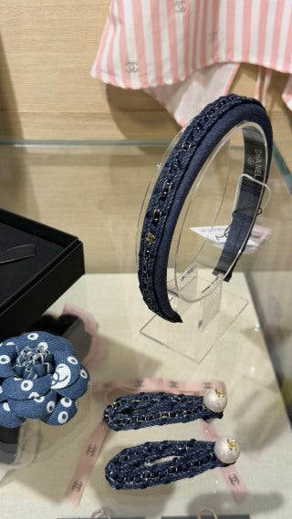 Chanel Navy Tweed Chain Headband – Elegant Luxury Fashion Accessory