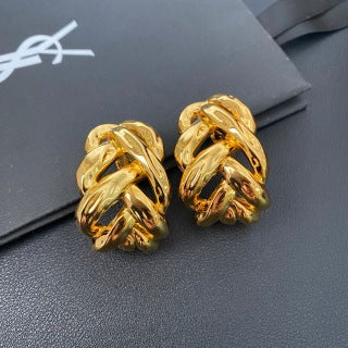 YSL Interwoven Gold Wave Clip-On Earrings