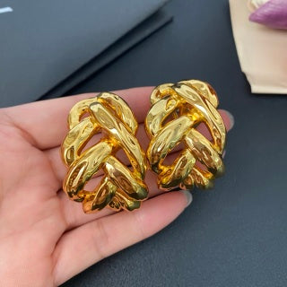 YSL Interwoven Gold Wave Clip-On Earrings