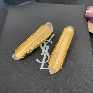 YSL Crystal Bar Sculptural Clip-On Earrings