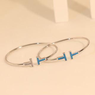 Tiffany T Enamel Diamond Wire Bracelet – Modern Luxury Jewelry