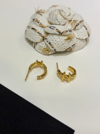 Chanel Gold Quilted Semi-Circular Earrings