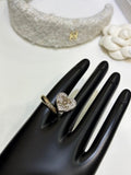 Chanel Light Gold Heart Ring with Full Pavé Diamonds