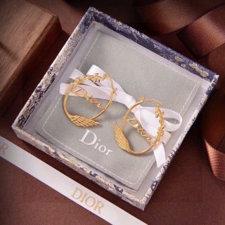 Dior J'Adior Laurel Hoop Stud Earrings