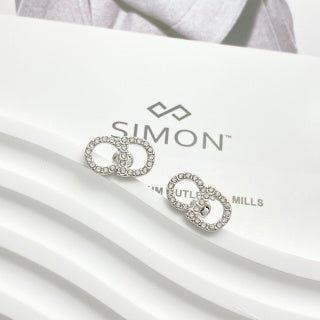 Dior Crystal CD Double Oval Stud Earrings