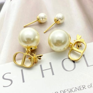 Dior Pearl CD Butterfly Stud Earrings
