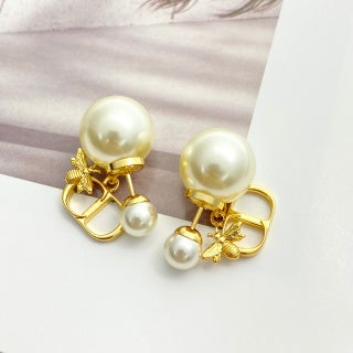 Dior Pearl CD Butterfly Stud Earrings