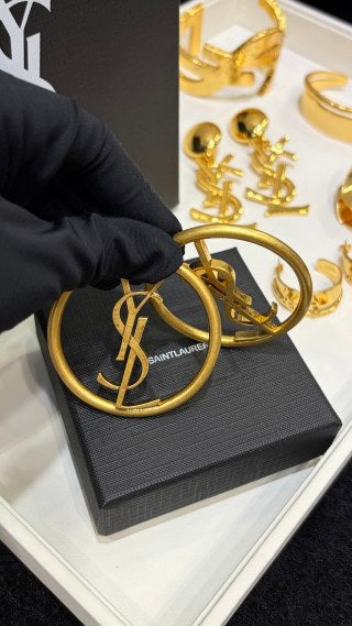 YSL Monogram Arc Hoop Earrings