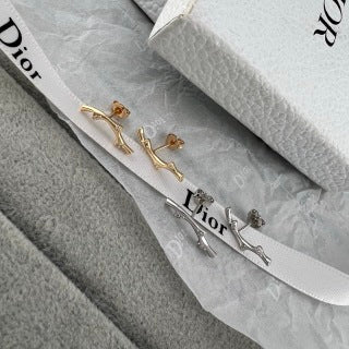 Dior CD Ribbon Knot Stud Earrings