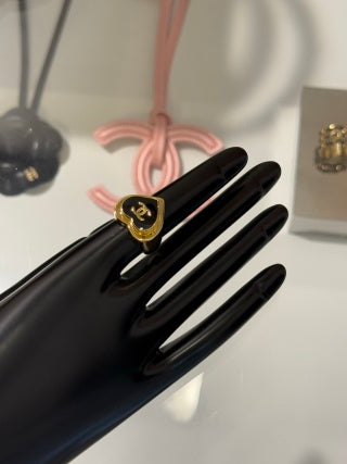 Chanel Black Enamel CC Statement Ring – Elegant Luxury Fashion Jewelry